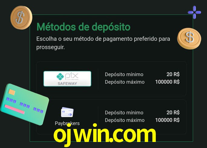 O cassino ojwin.com oferece uma grande variedade de métodos de pagamento